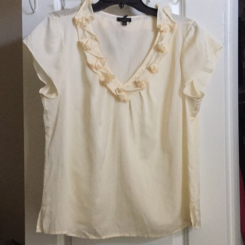 TALBOTS  RUFFLED SILK AND COTTON TOP